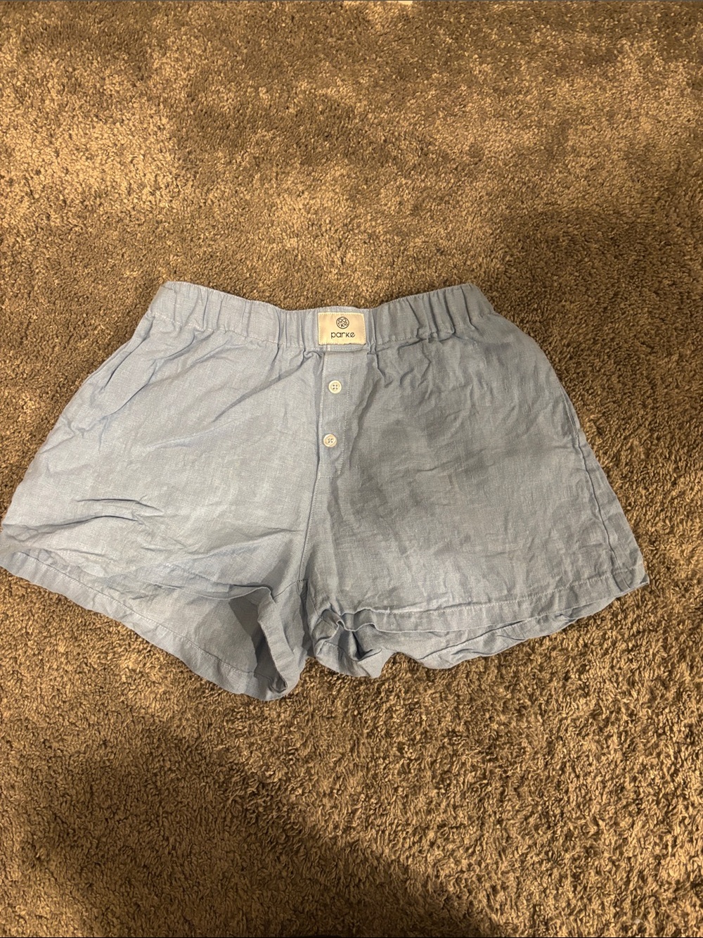Parker Light Blue High-Waist Linen-Blend Women's Shorts